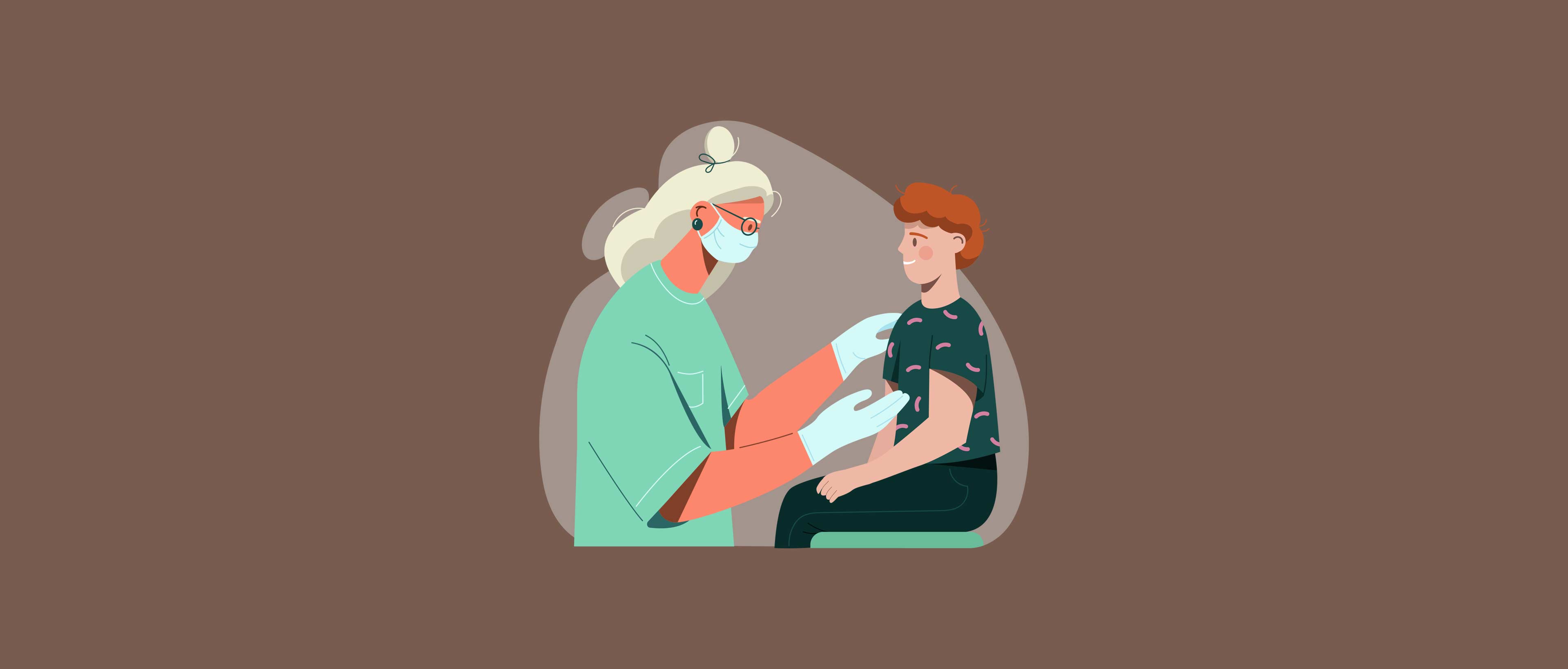 Illustration d'un médecin effectuant des soins sur un jeune