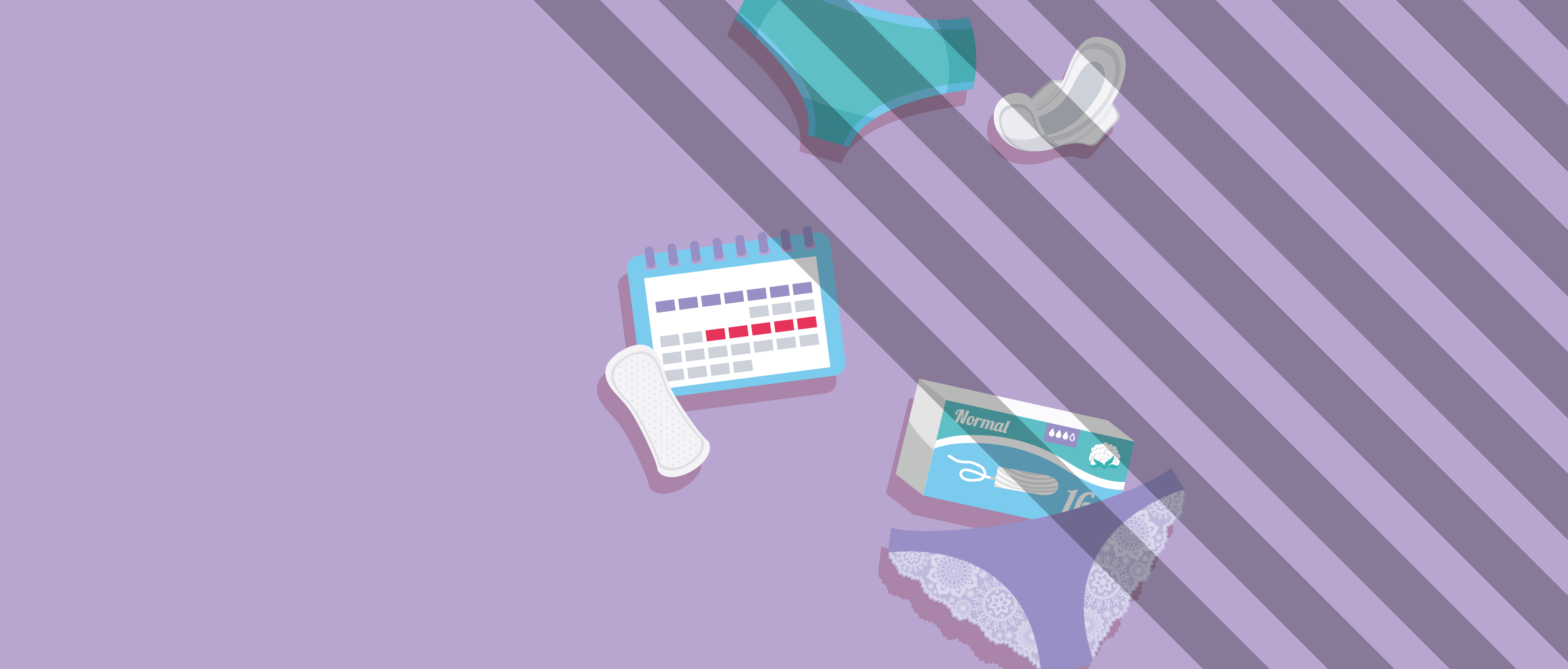 Visuel précarité menstruelle illustration  (sous vétements, protections periodiques...)