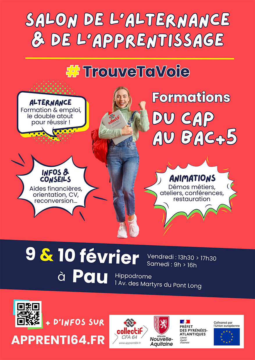 Affiche SALON D'ALTERNANCE ET D'APPRENTISSAGE Pau 2024 