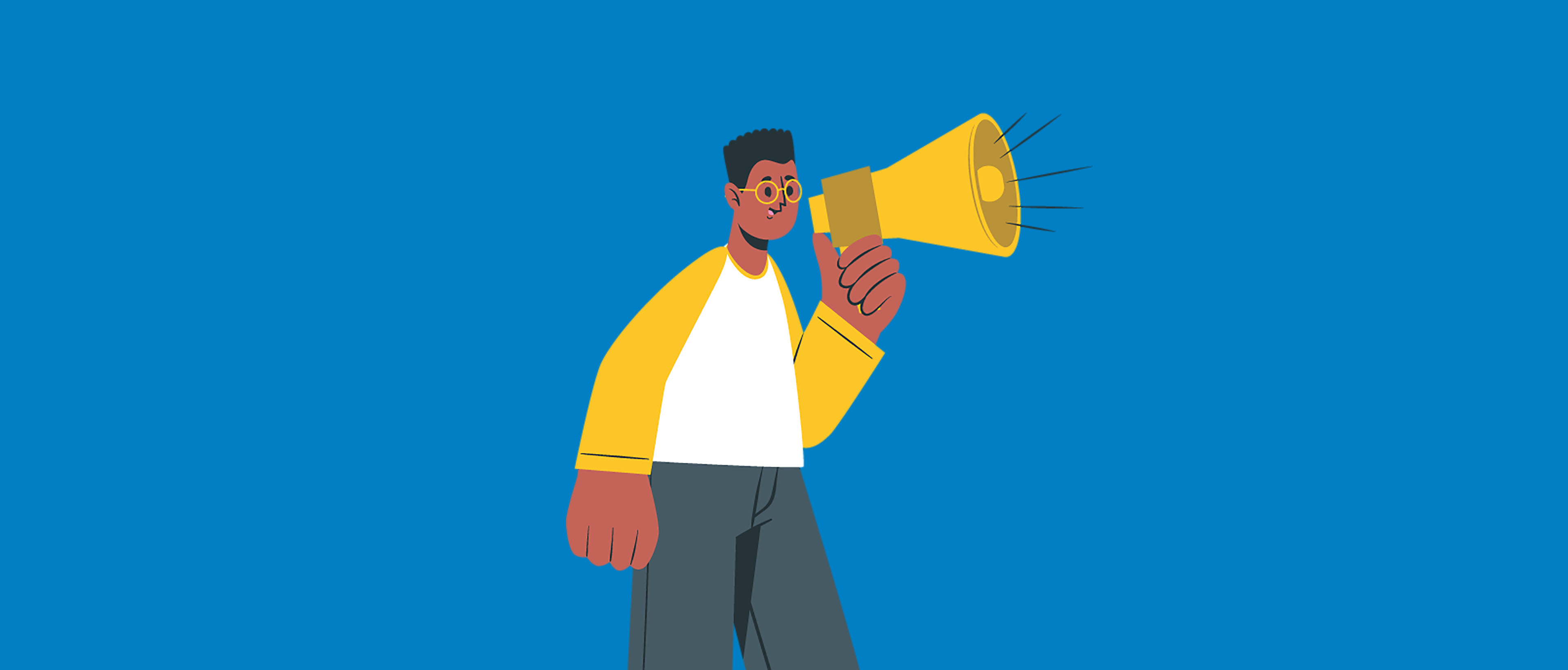 Un lycéen avec un mégaphone - illustration