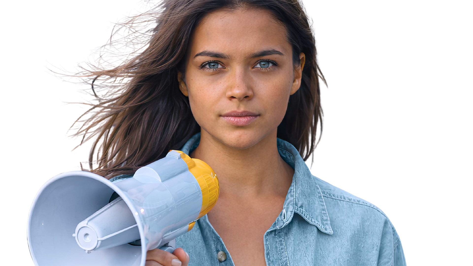 Jeune fille avec un megaphone