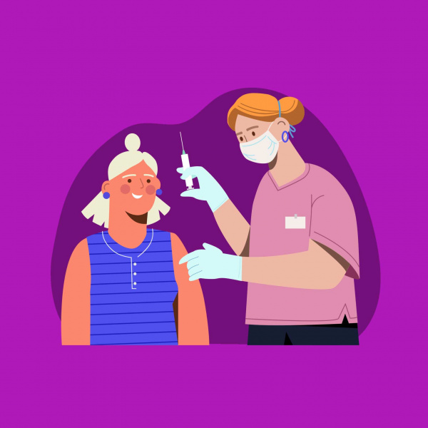 Une infirmière scolaire vaccine une jeune fille (illustration)