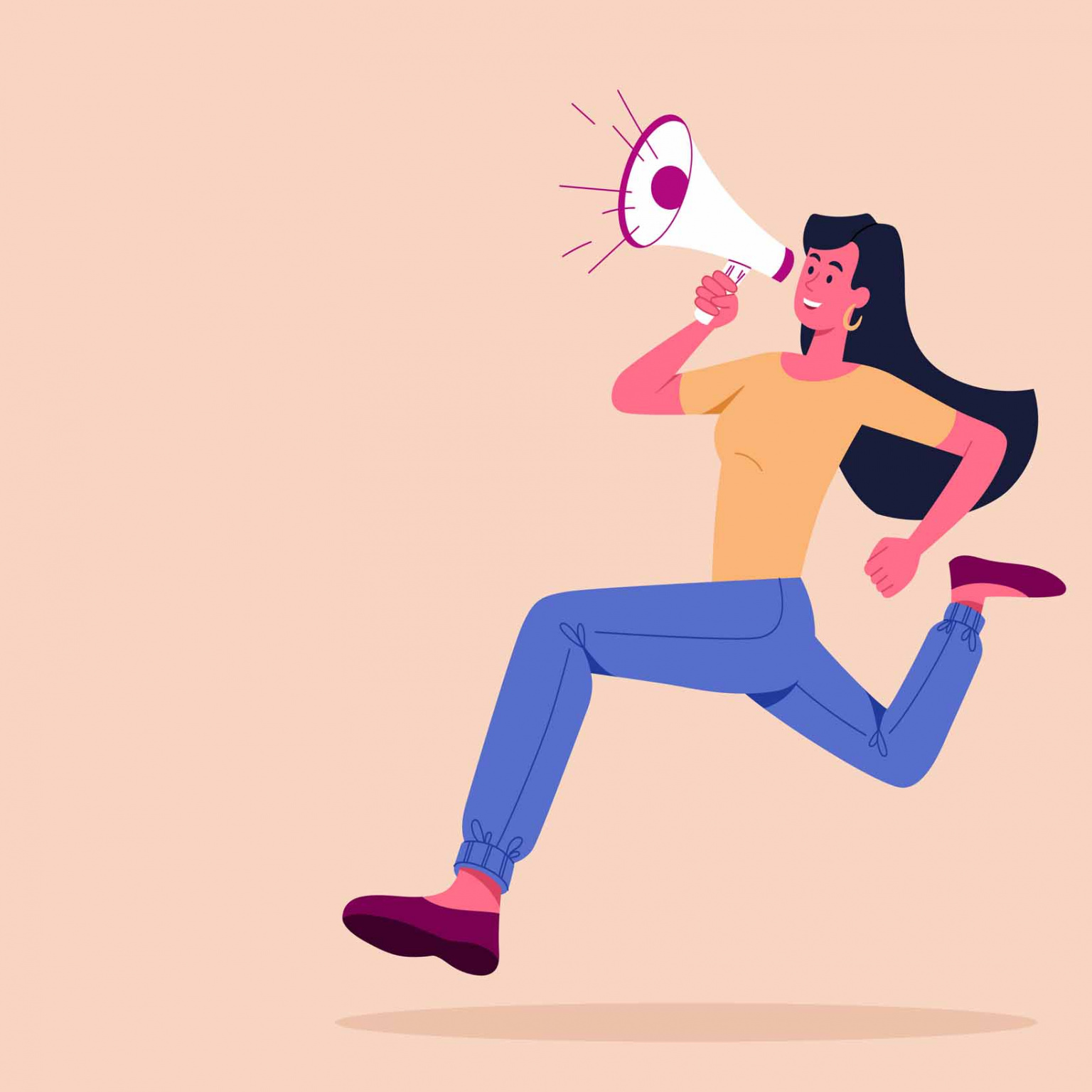 Illustration d'une femme tenant un mégaphone
