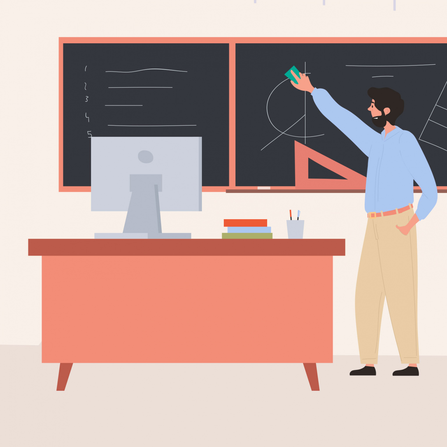 Illustration d'un professeur à son tableau