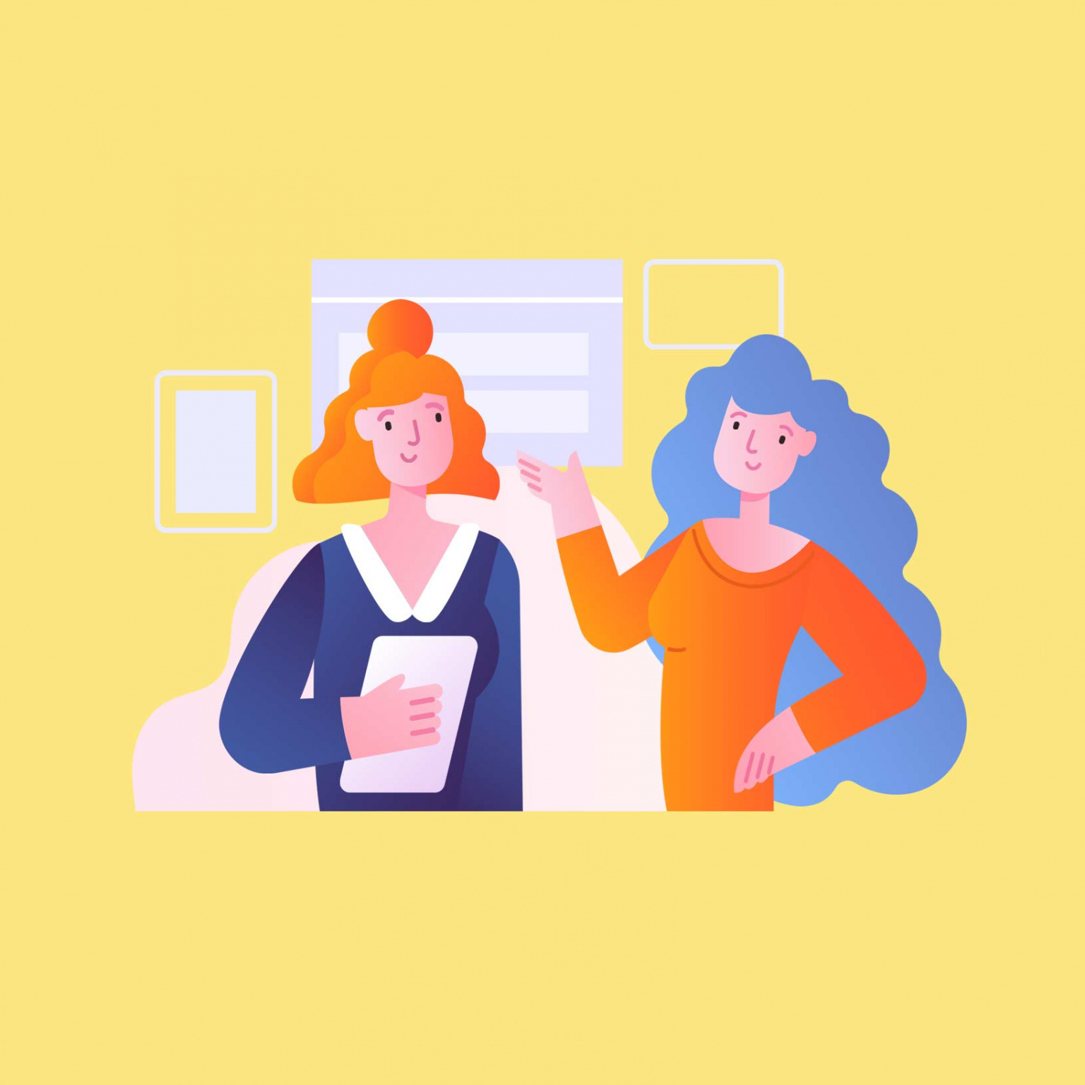 Illustration d'échanges entre deux personnes