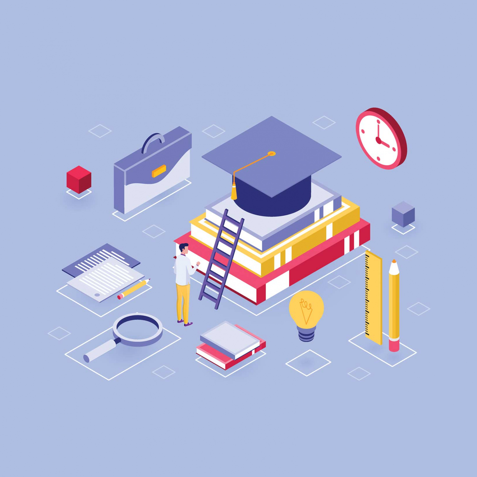 Illustrations d'éléments représentants les études