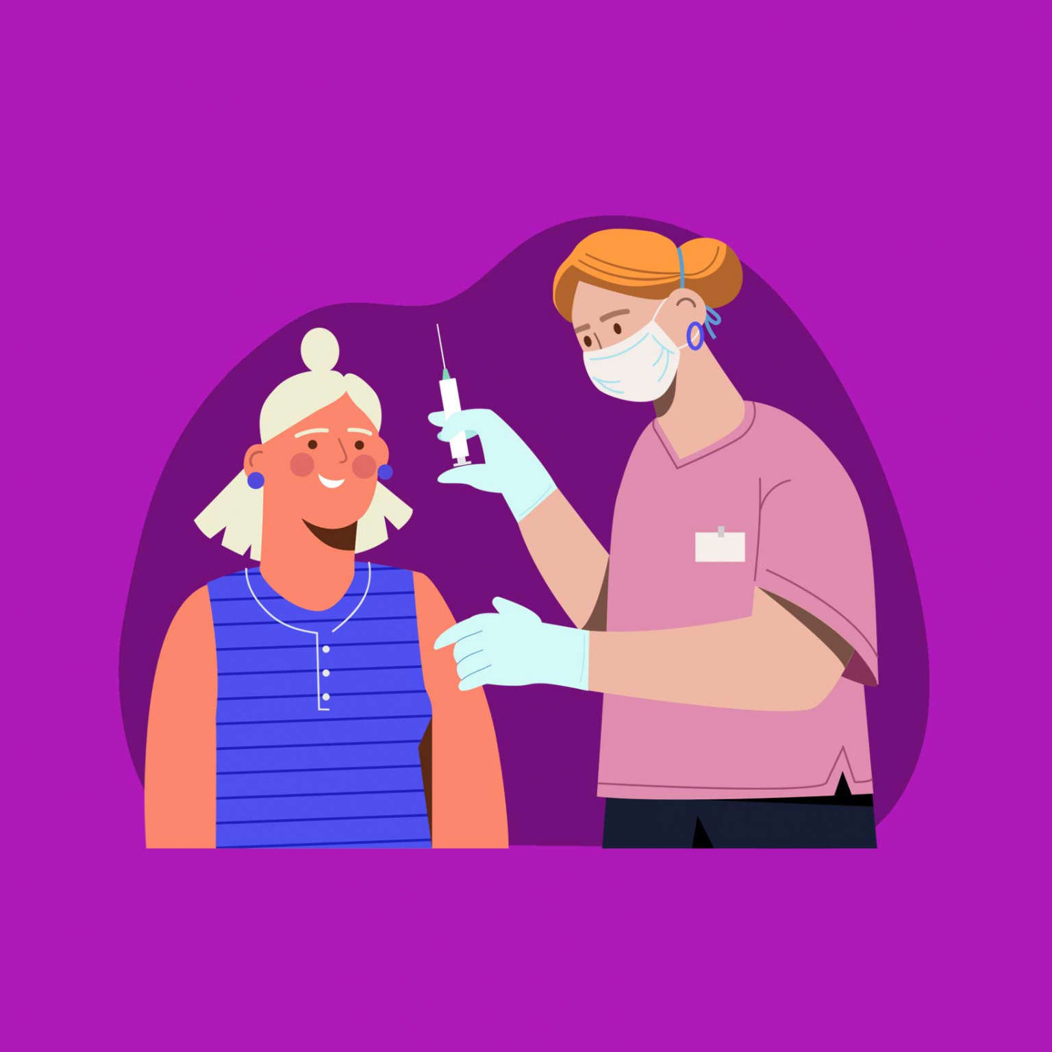 Illustration d'une infirmière prodiguant des soins sur une jeune étudiante