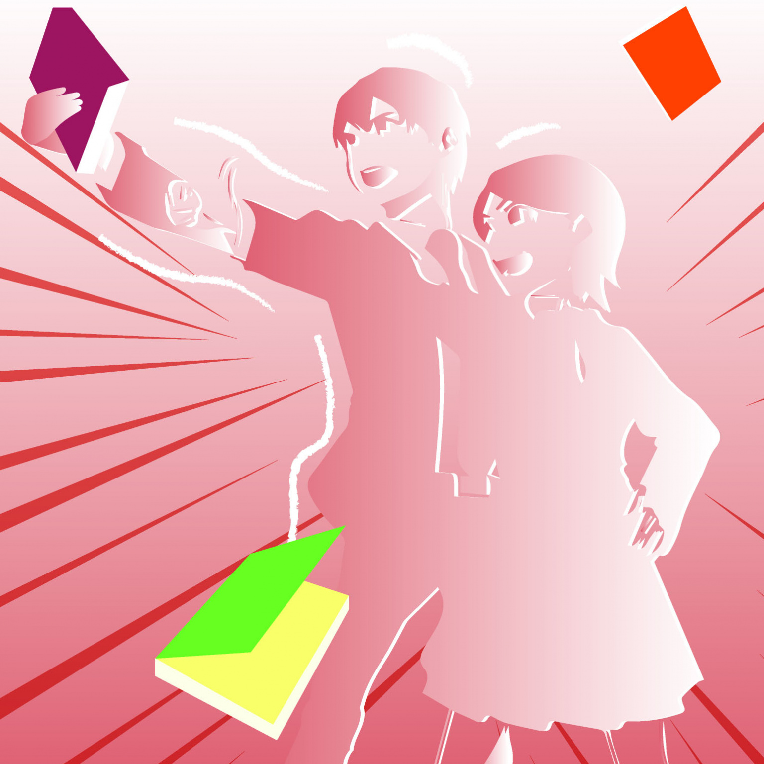 dessin de 2 jeunes avec des livres type Manga