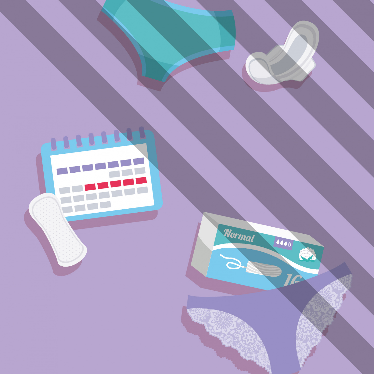 Visuel précarité menstruelle illustration  (sous vétements, protections periodiques...)