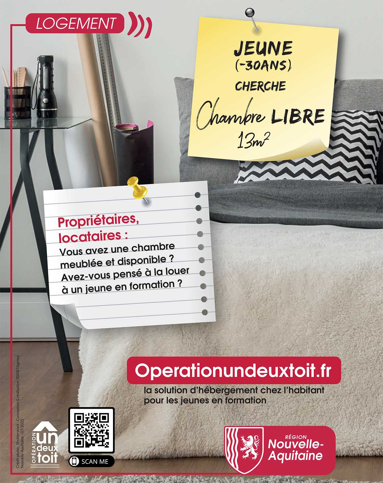Affiche dispositif un deux toit - photo d'un logement de jeunes