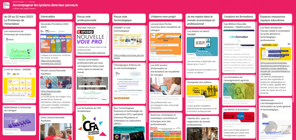 Le padlet du printemps de l'orientation 2023