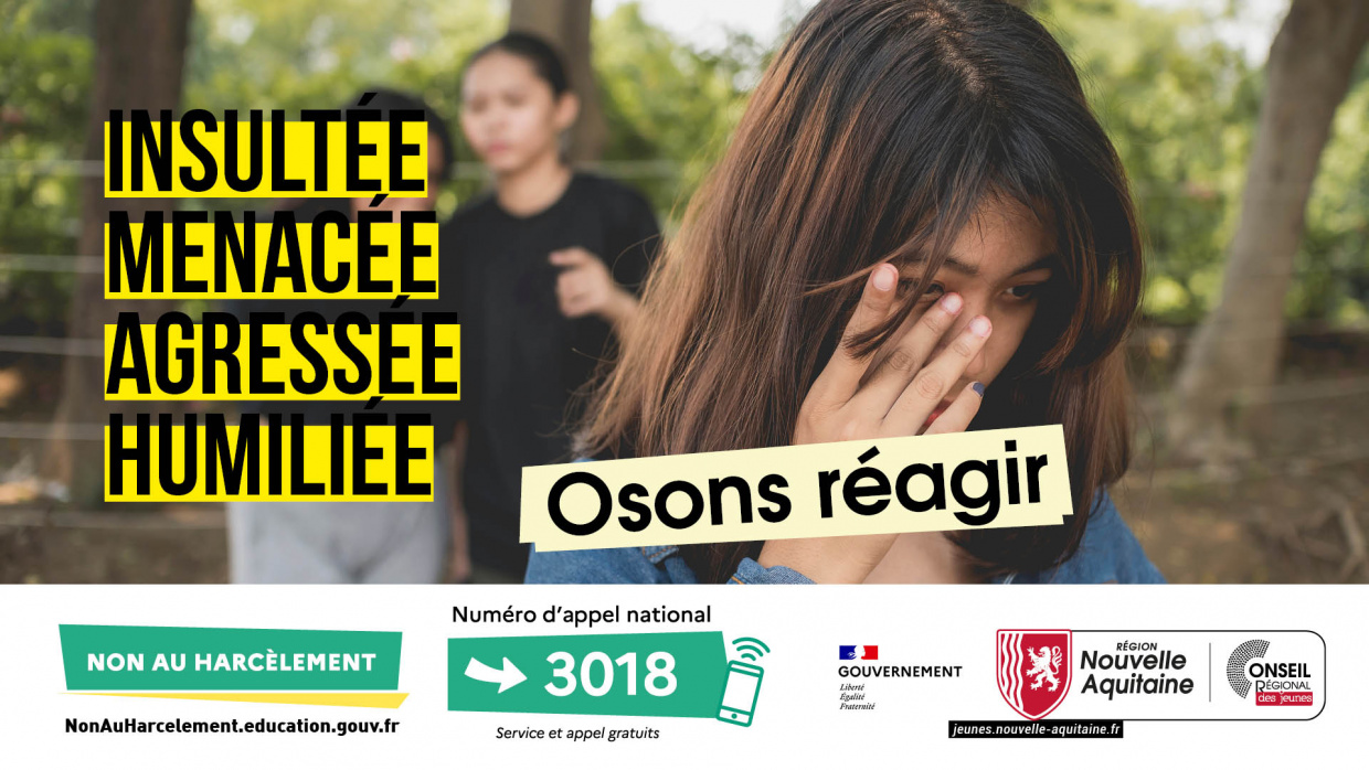 Harcelement 2023 - campagne 3018 - photo jeunne fille harcelée