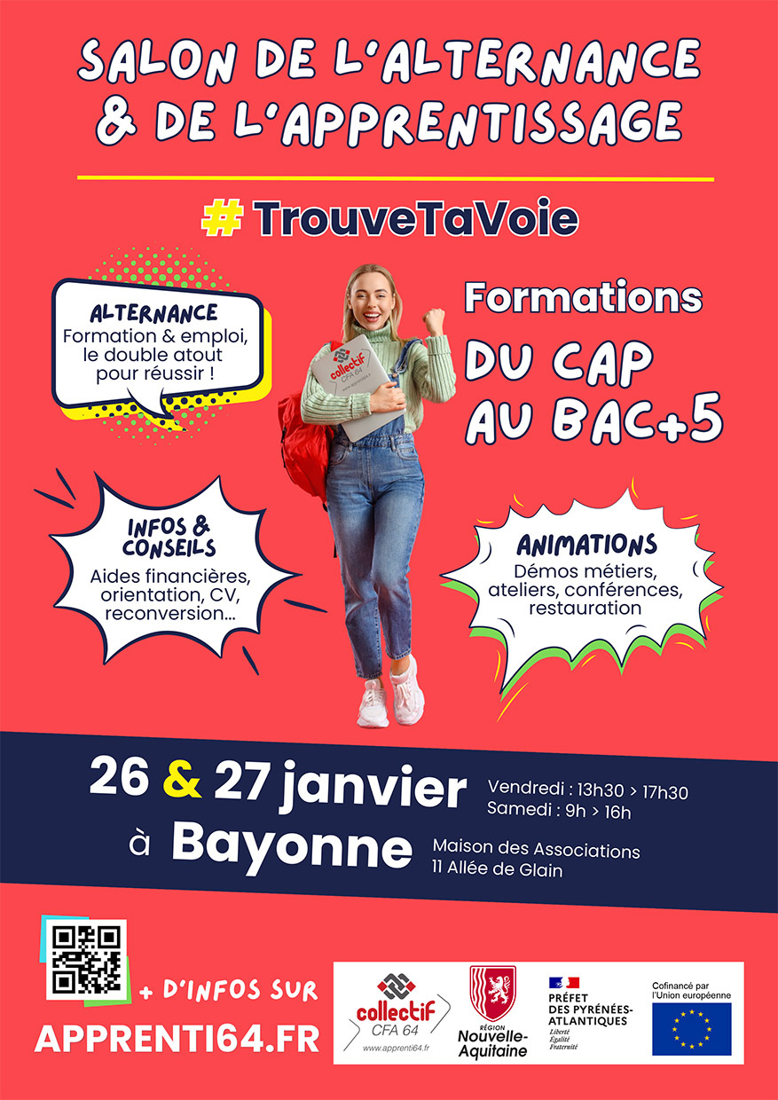 affiche SALON D'ALTERNANCE ET D'APPRENTISSAGE Bayonne 2024 