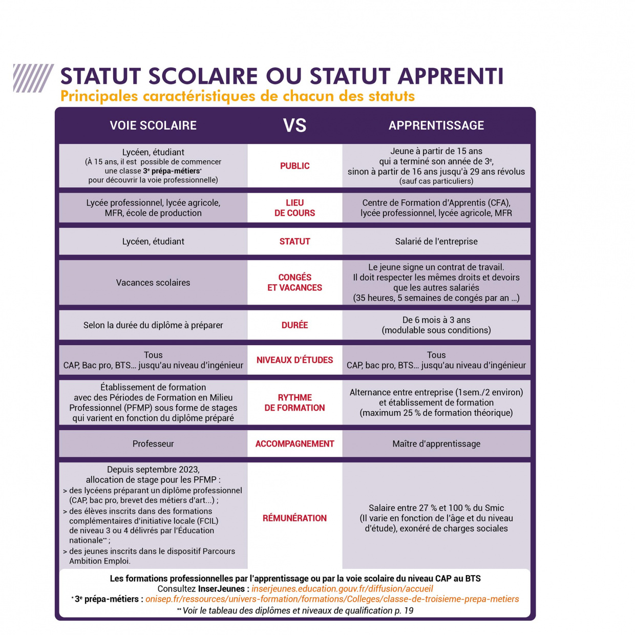 statut scolaire ou apprenti ? infographie 2024