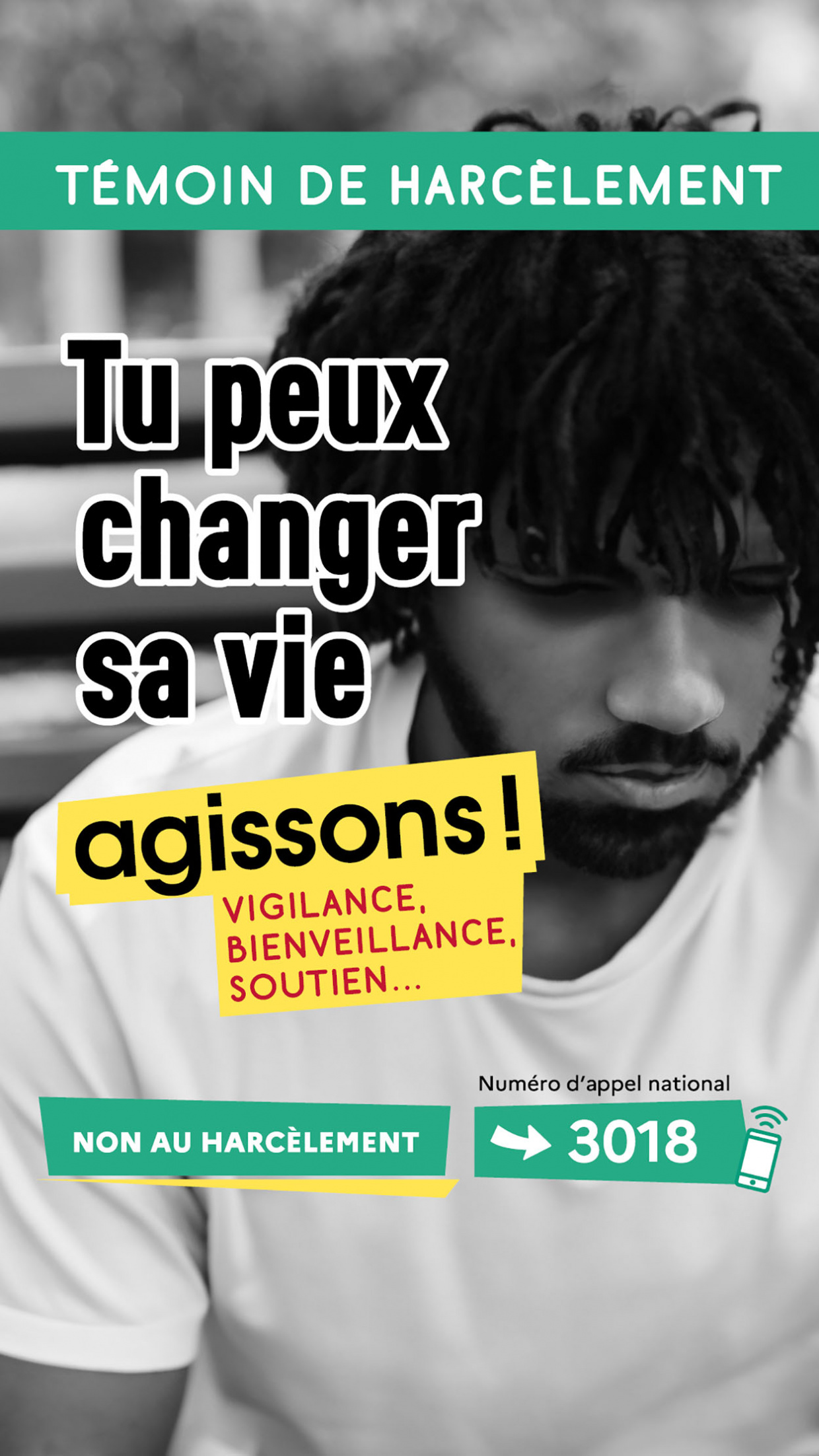 Visuel affiche harcelement scolaire 2024 - jeune homme
