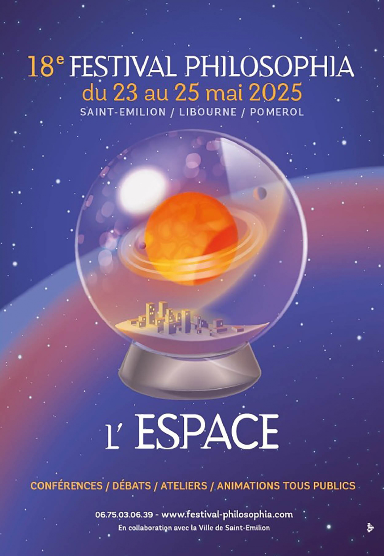 Festival philosophia 2025 - affiche - Illustration sur le thème de l'espace