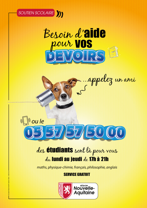 Affiche soutien scolaire 17h à 21h