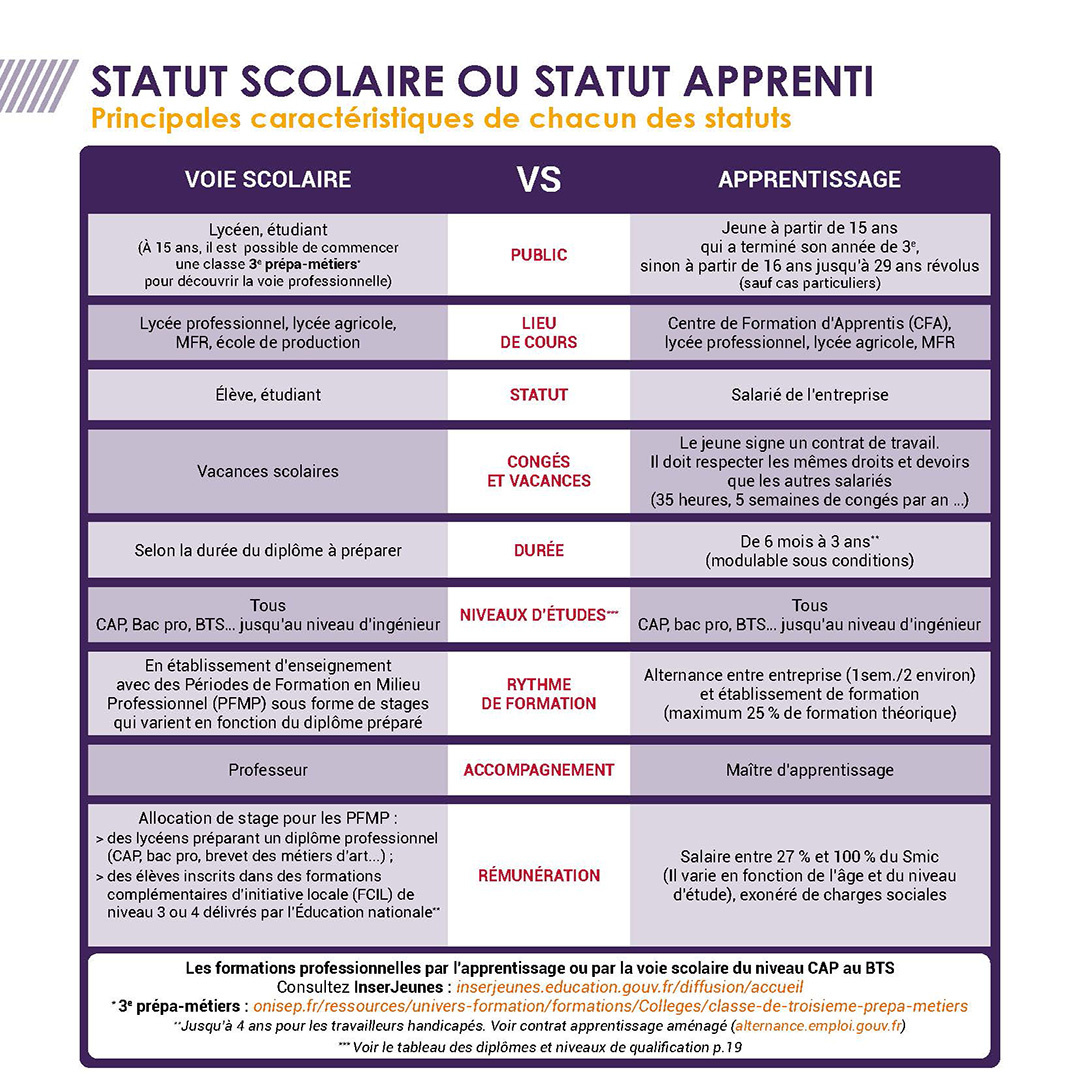Statut scolaire ou statut apprenti -2026