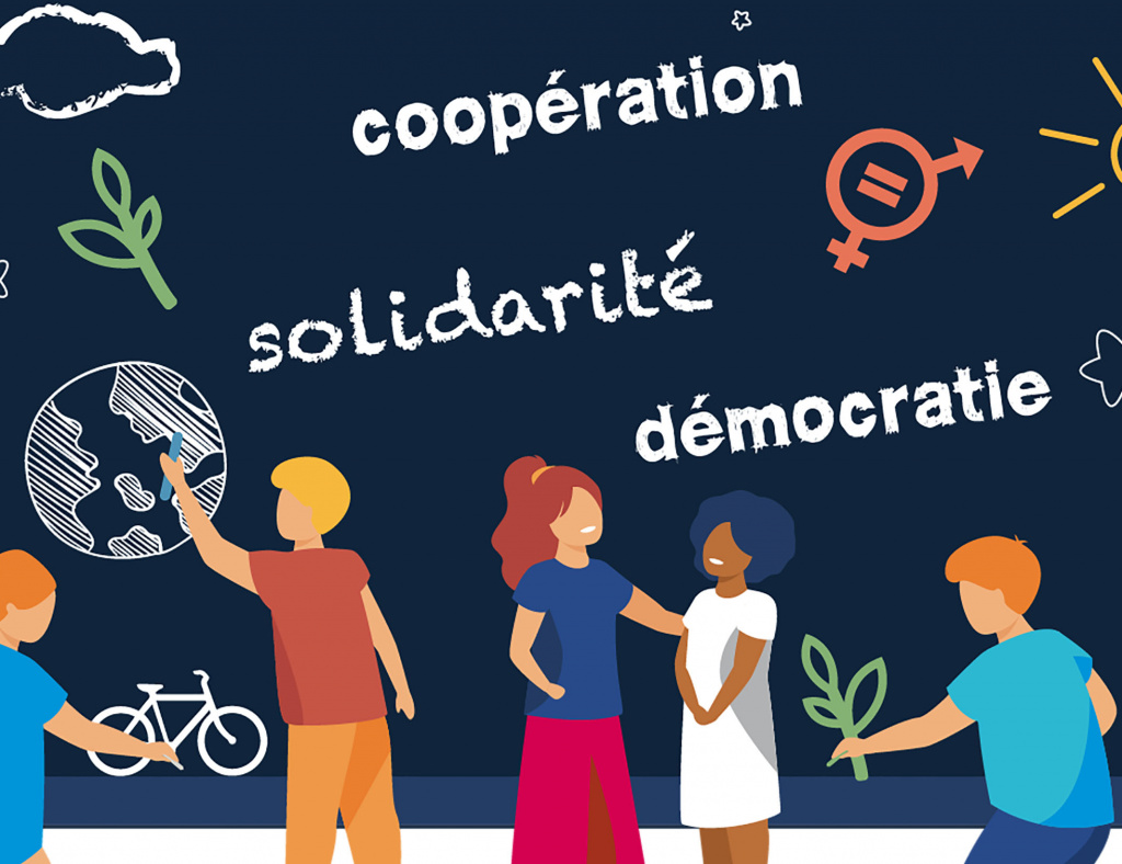 Illustrations : enfants devant un tableau noir