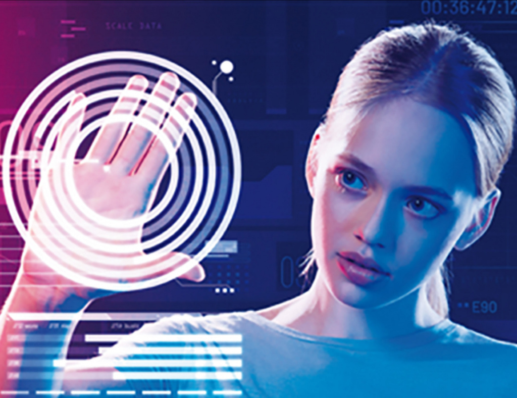 Visuel  nuit orientation 2025 - une lycéenne sur un mur numérique